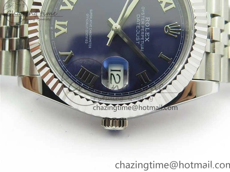 0203 ModernLook DateJust 41mm 126334 SS BP Maker 1:1 Best Edition New Version Blue Roman Dial on Jubilee Bracelet 3033